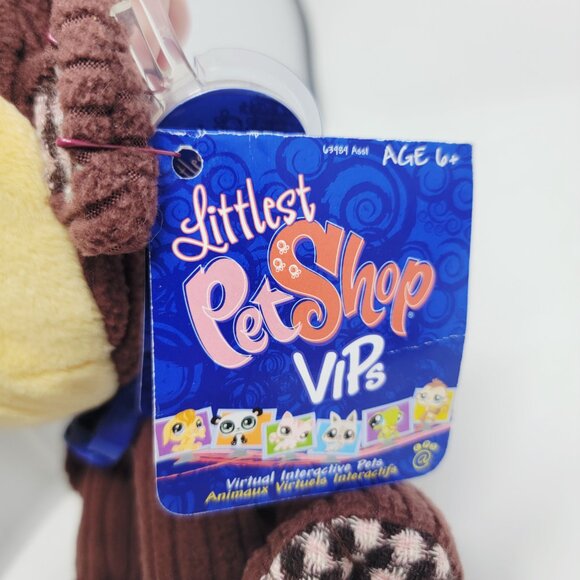 Littlest Pet Shop VIP Plush Monkey Brown Checkered Knit Style  + Tags **READ** - Picture 5 of 7